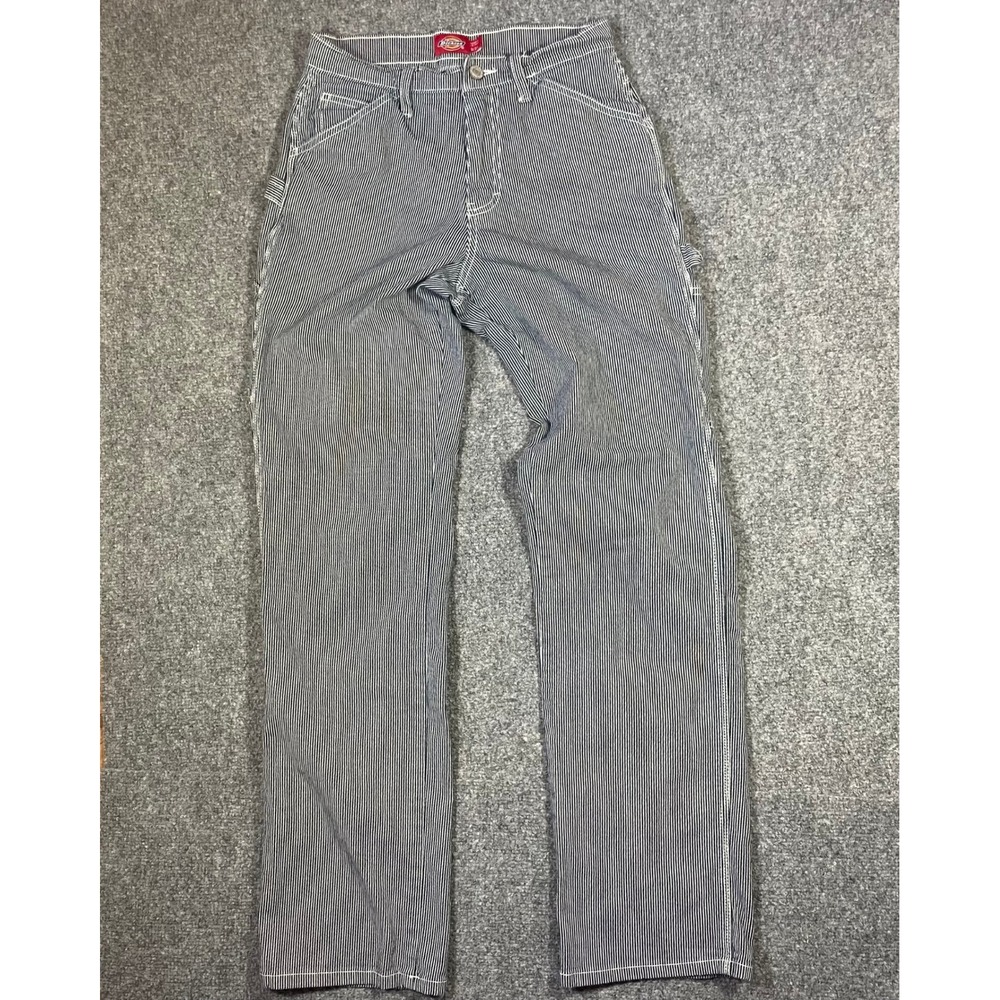 Dickies Carpenter Pants Womens 0/24 Blue Hickory Stripe Utility Workwear